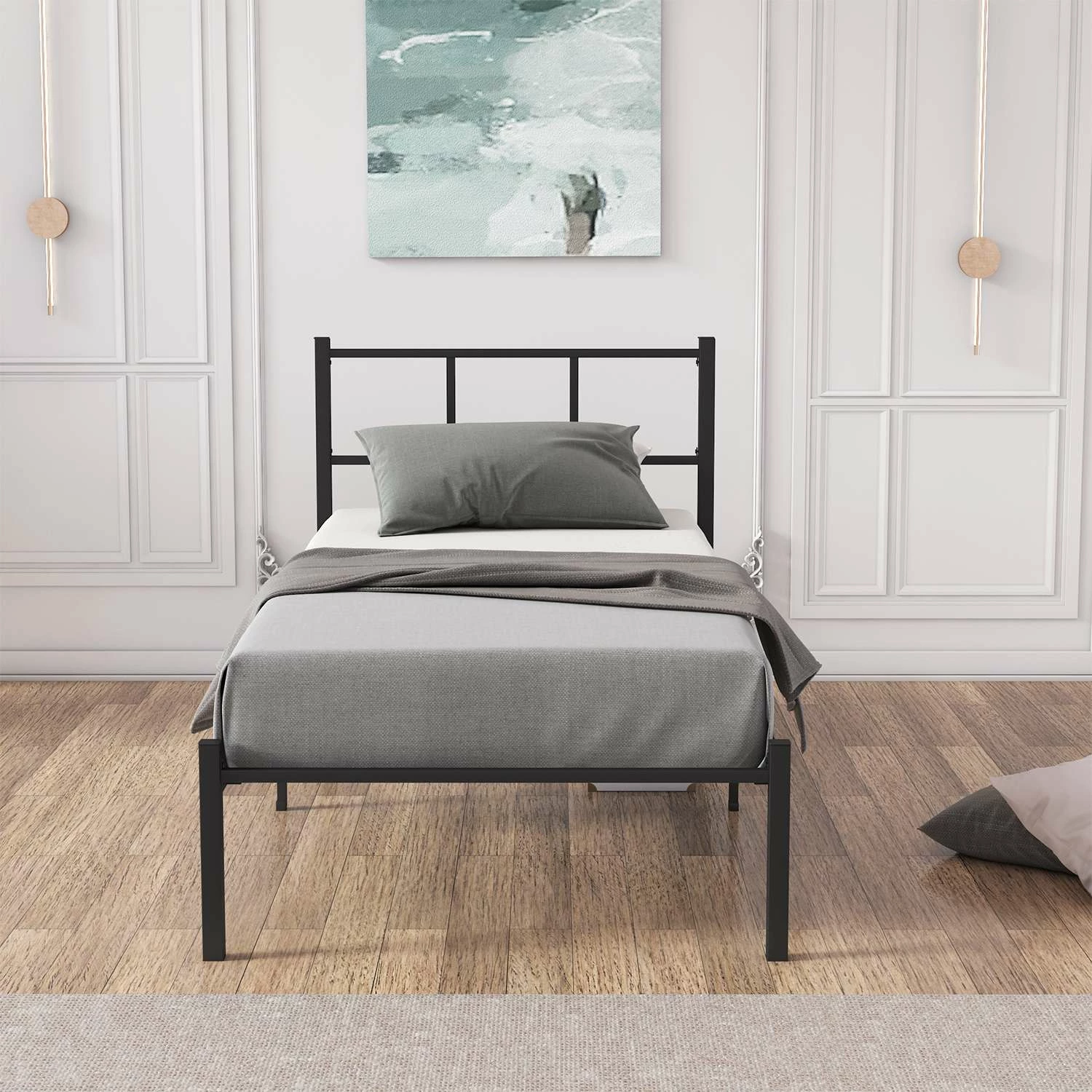 Krevat njësh Skye Decor, i zi, 90x200