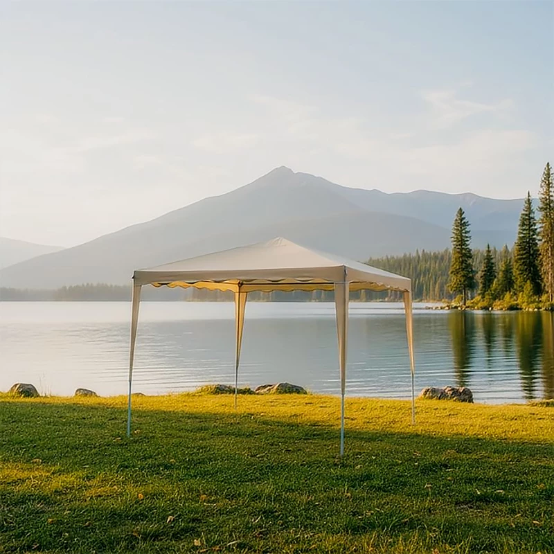 Gazebo me kornizë metalike, material bezhë, 3x3m