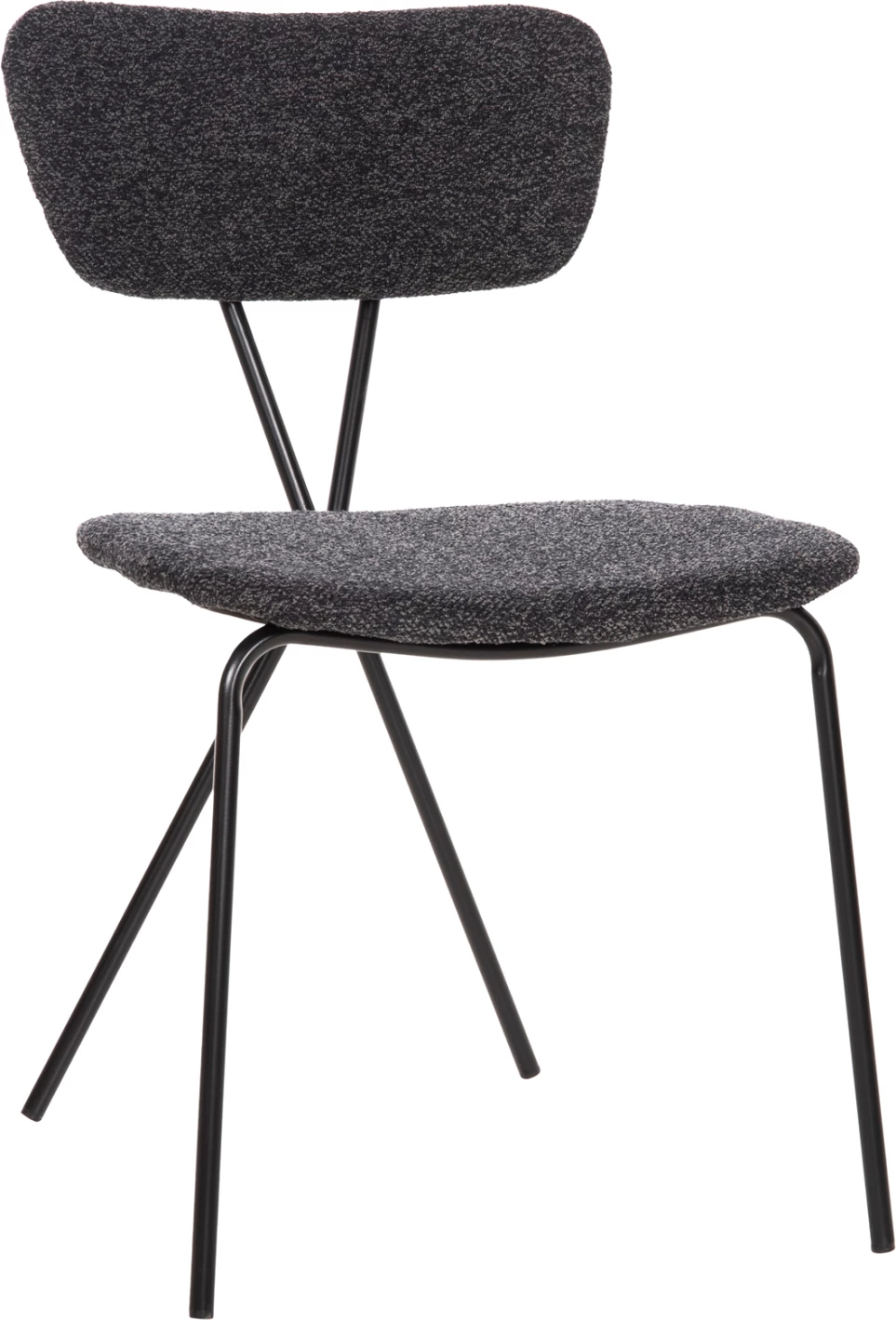 Karrige ngrënieje DORY, kornizë metalike e zezë, pëlhurë gri e errët, 48,5x61x76H cm., set prej 4 copash