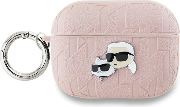 Mbështjellës Karl Lagerfeld Monogram Karl & Choupette Head për AirPods Pro 2, Rozë