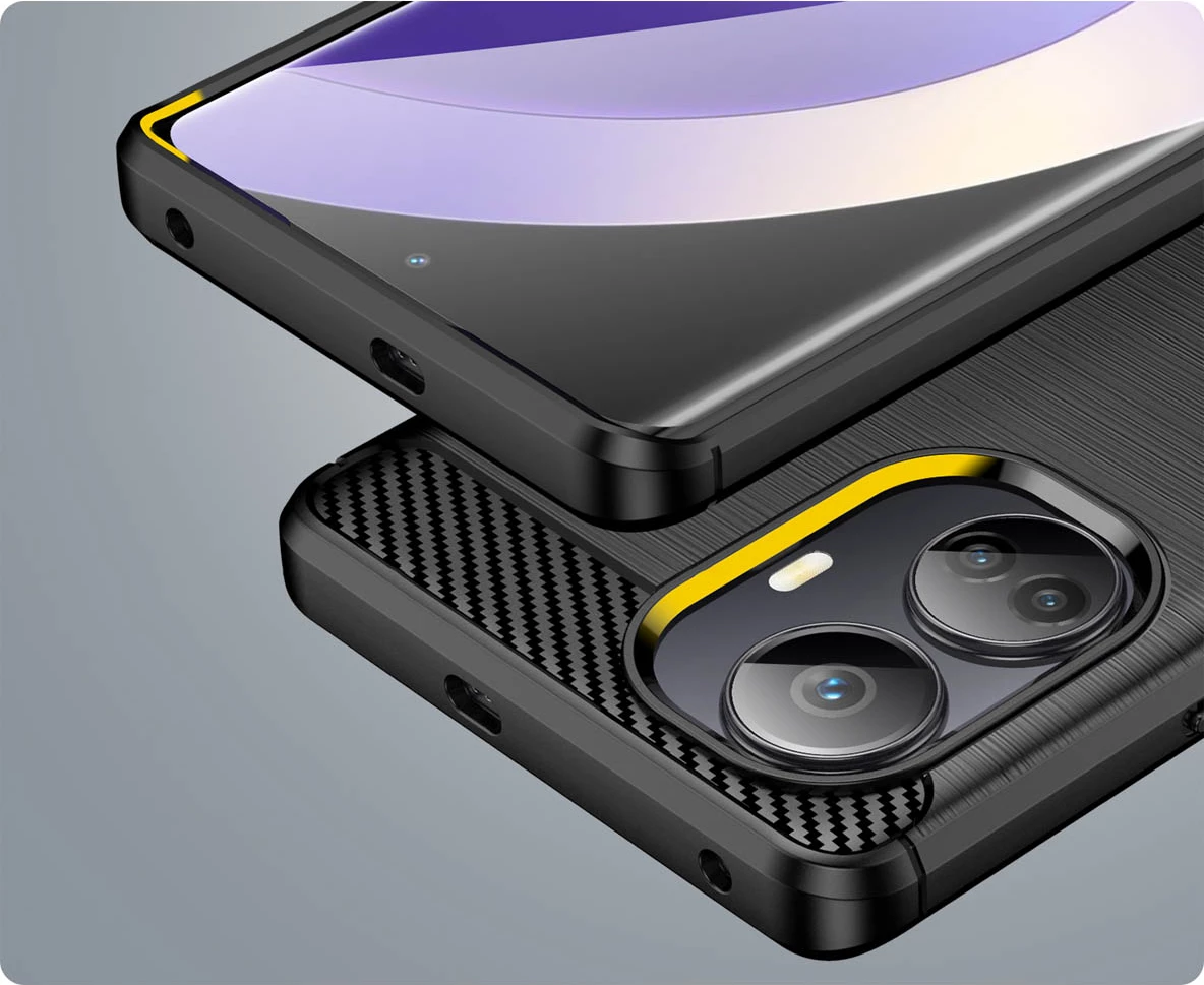 Mbështjellës Hurtel Carbon Case për Realme 10 Pro+, TPU, i zi