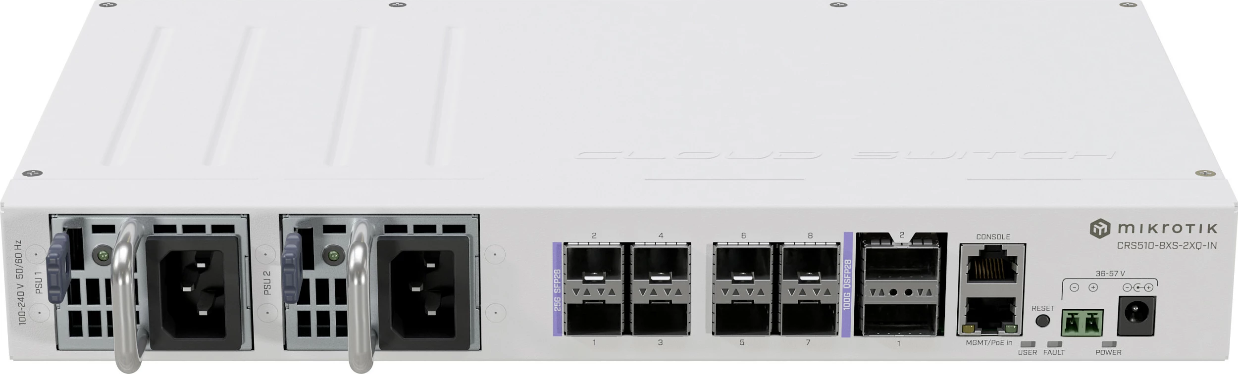 Switch MikroTik CRS510-8XS-2XQ-IN, L3, Fast Ethernet (10/100), PoE, Bardhë