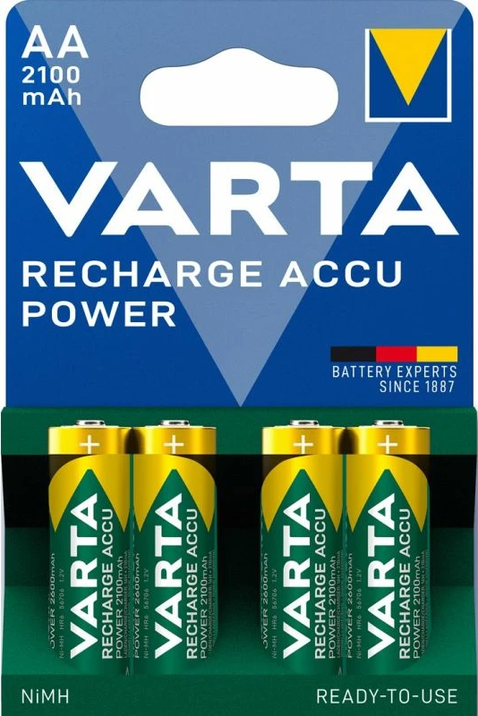 Bateri të rikarikueshme AA VARTA Ready2Use HR6, 2100mAh, set 4 copë, të gjelbra
