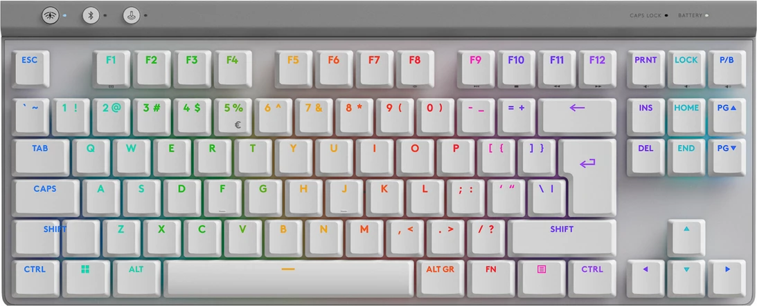 Tastierë gaming pa tela, Logitech, G515 Lightspeed TKL GL Tactile, US-Intl layout, ndriçim RGB, e bardhë