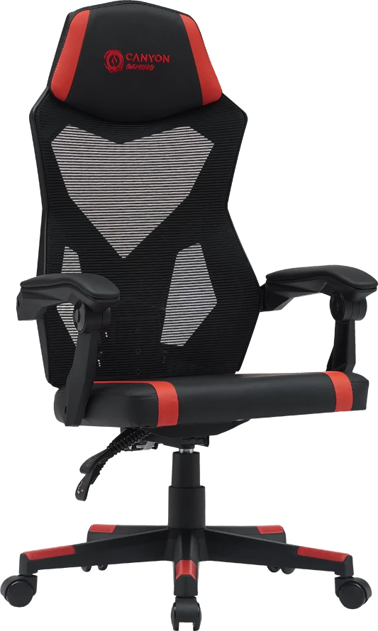 Karrige gaming CANYON Flow MCH01, rrjetë, kënd 90-135°, 120 kg, zi/kuqe