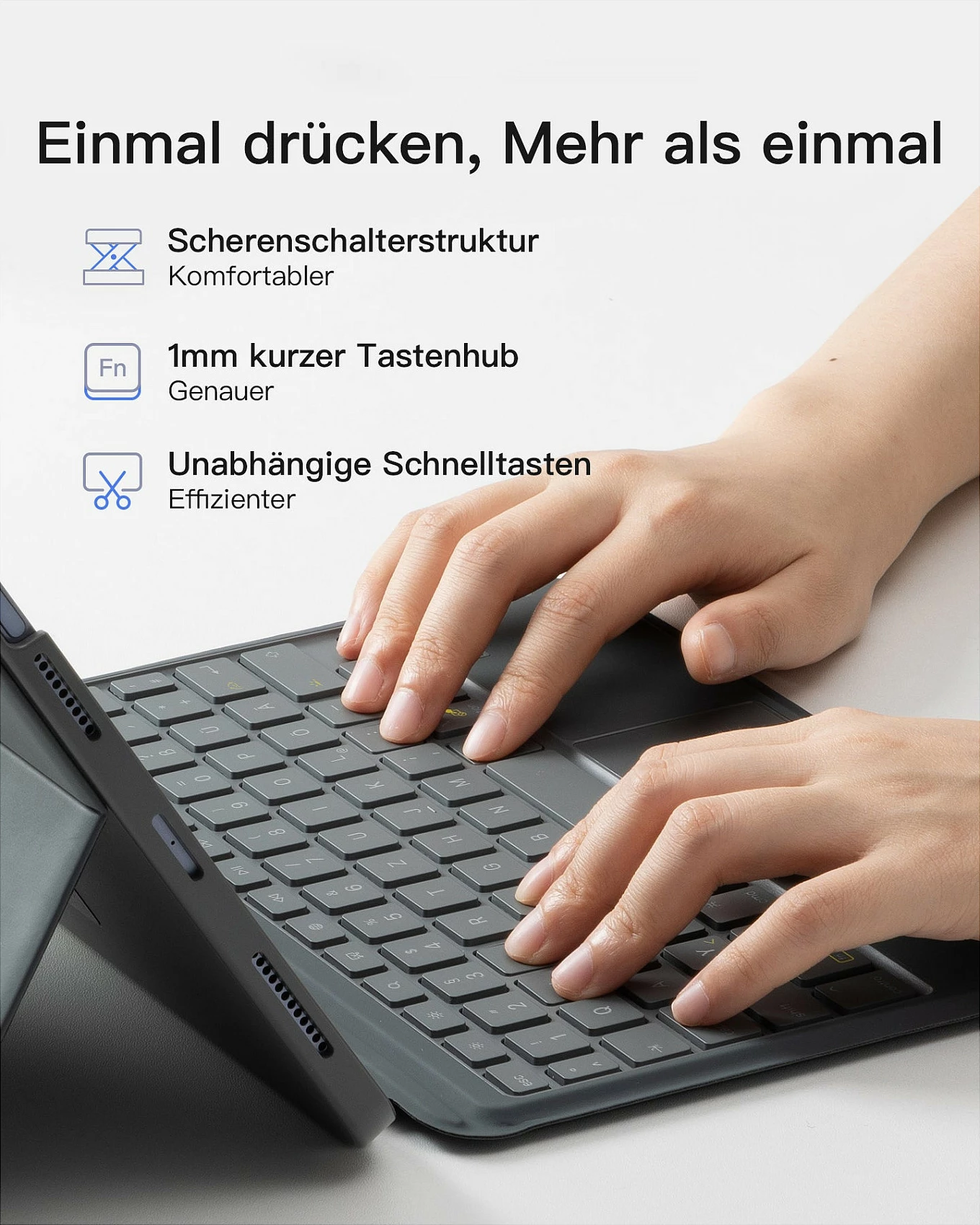 Tastierë Inateck KB04112_GRAY për iPad Air 11, me touchpad, gri