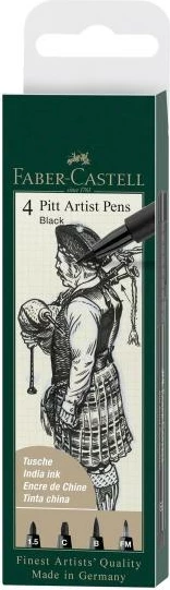stilolaps vizatimi Faber-Castell Pitt Artist Pen FC-167153, set 4 copë, e zezë