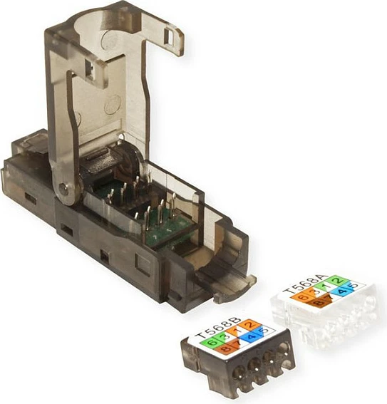 Konektor RJ45 VALUE 26.99.0372, Cat6a UTP, AWG26, 50 copë, zi/transparent