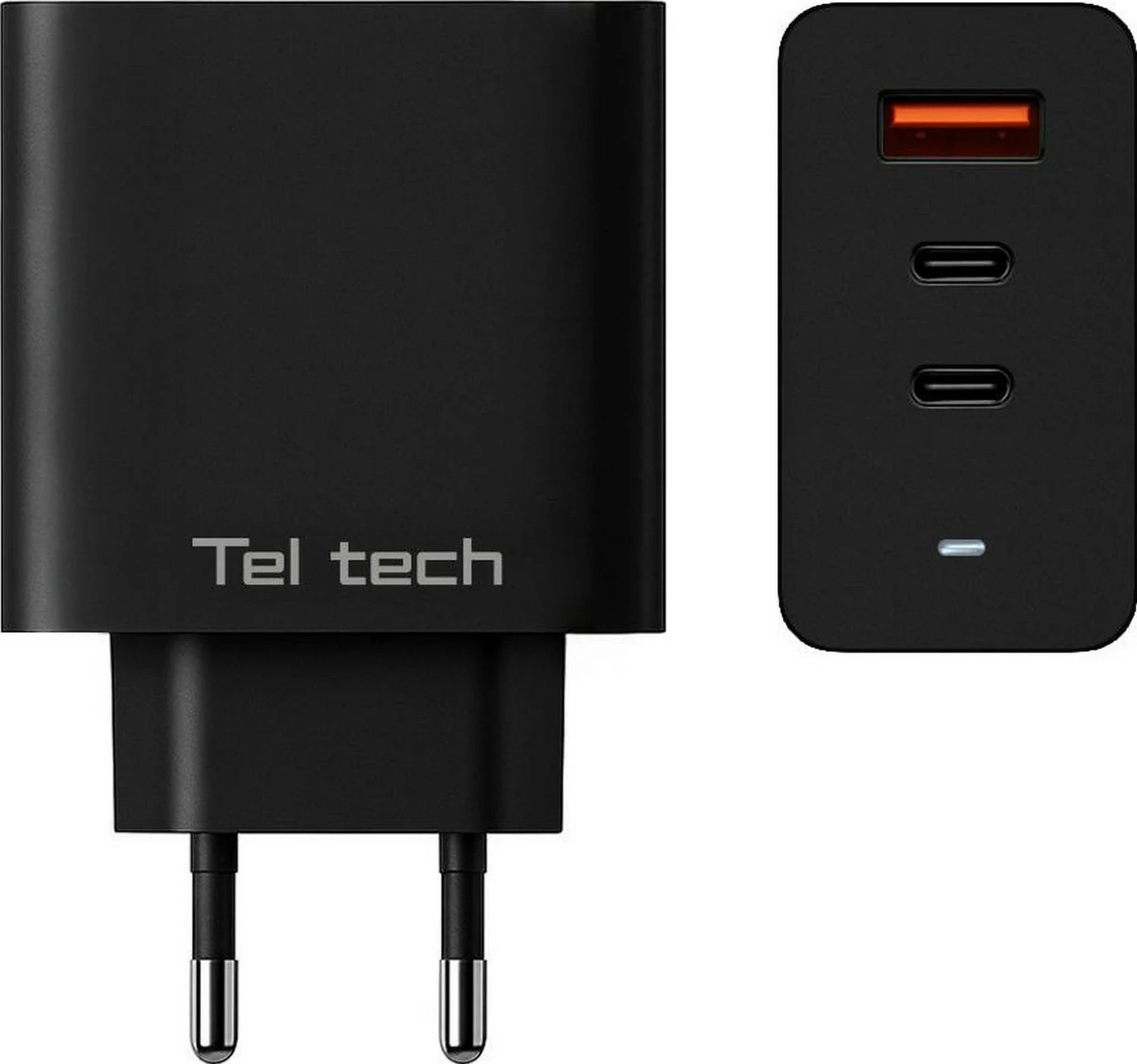 Karikues rrjeti Teltech GaN 65W, 2x USB-C, 1x USB-A, i zi