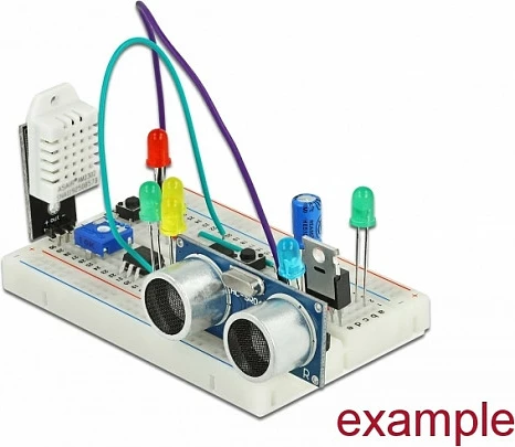 Breadboard eksperimental DeLOCK 1260/400 kontakte, me bazë, bardhë/zi