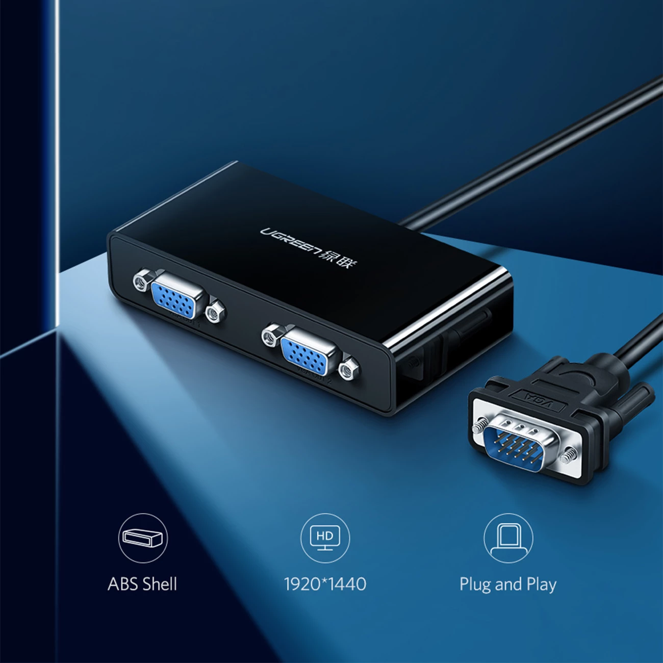 Splitter VGA Ugreen 40254, 1x2, 1920x1440 60Hz, 1m, i zi