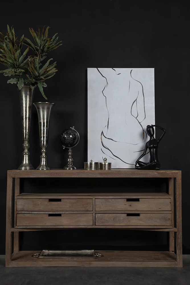 Pikturë dekorative FIGURA, kanavacë, ngjyrë e bardhë dhe e zezë, 60x90x5cm