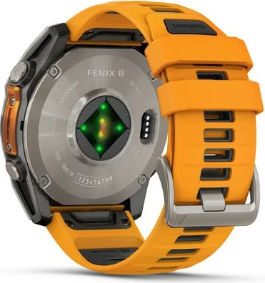 Smartwatch Garmin Fenix 8 Amoled Sapphire GPS 51mm, titanium, portokalli