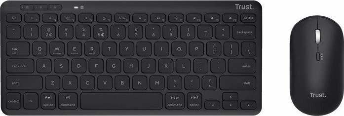 Set tastierë + maus Trust Lyra 24843, Bluetooth, layout US, i rikarikueshëm, zi