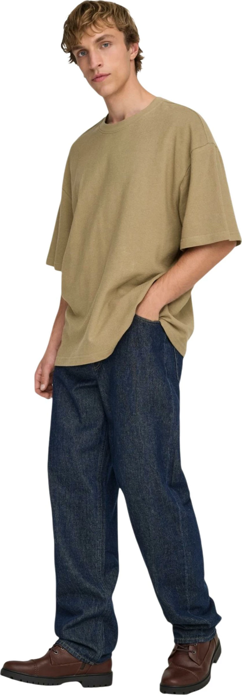 Maicë për meshkuj Only & Sons Onslenny Ovz Ss Strct Tee Noos 22036392, kafe [Madhësia: XL]
