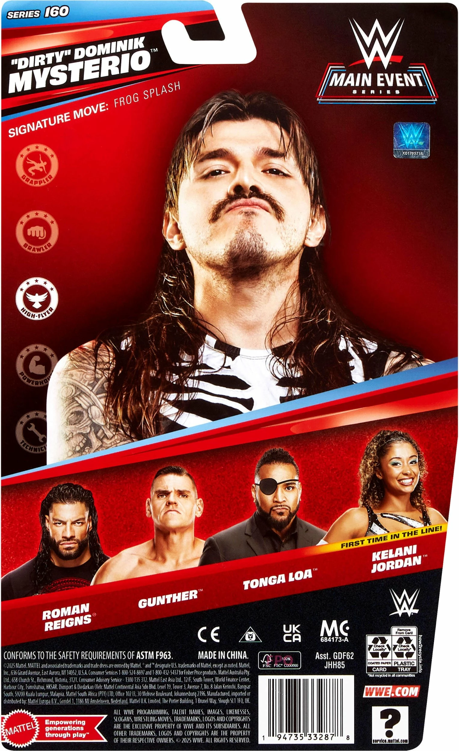 Figurinë aksioni Mattel WWE Main Event Dirty Dominik Mysterio JHH85, 7 cm, 6+ vjeç, shumëngjyrëshe