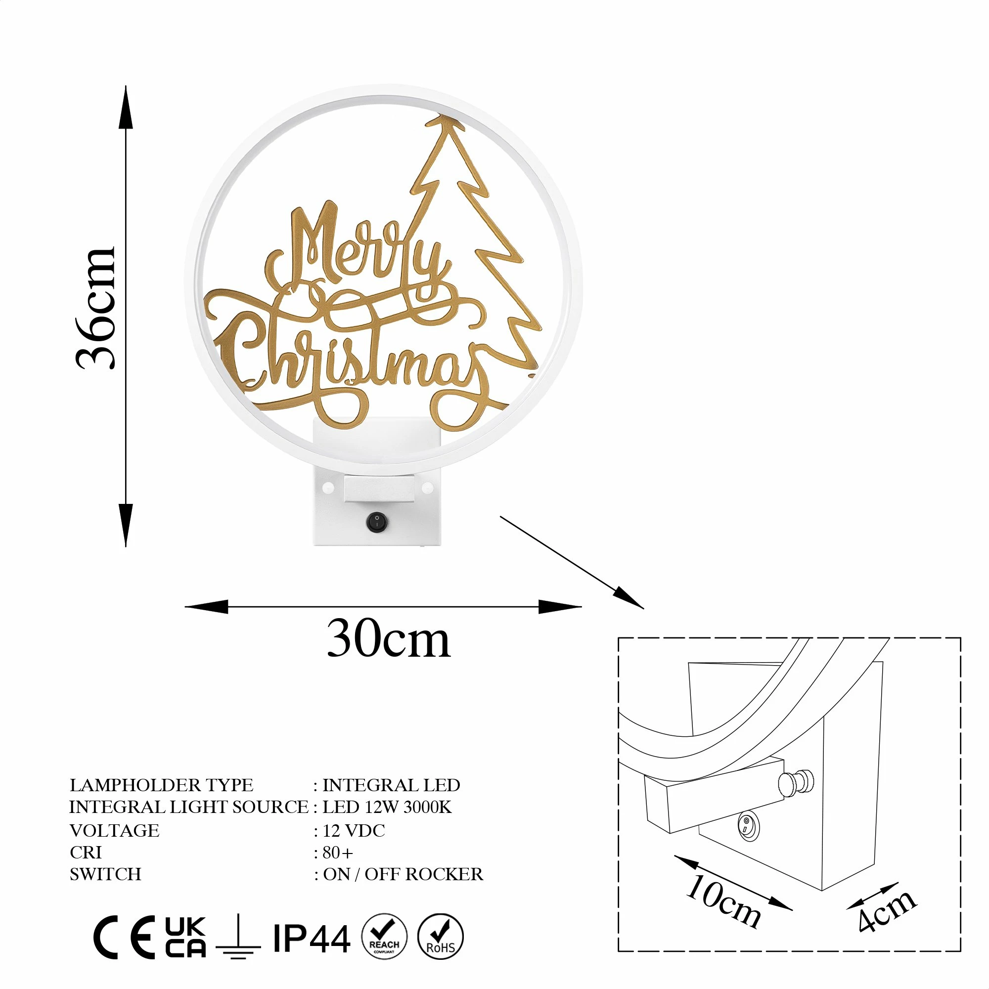 Llambë muri Opviq, XMAS26, e bardhë dhe e artë