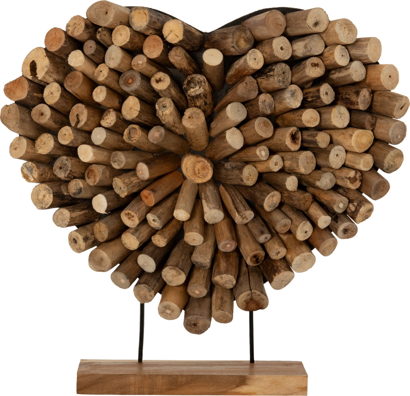 Dekor tavoline SHINZO, formë zemre, dru degësh TEAK, ngjyrë natyrale, FH7911, 57x5x56H cm