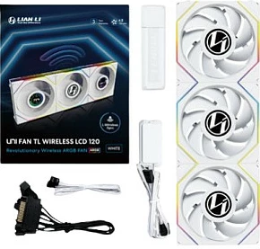 Ventilatorë për kasë Lian Li UNI FAN TL120 LCD Wireless, 120mm, 3 copë, të bardhë