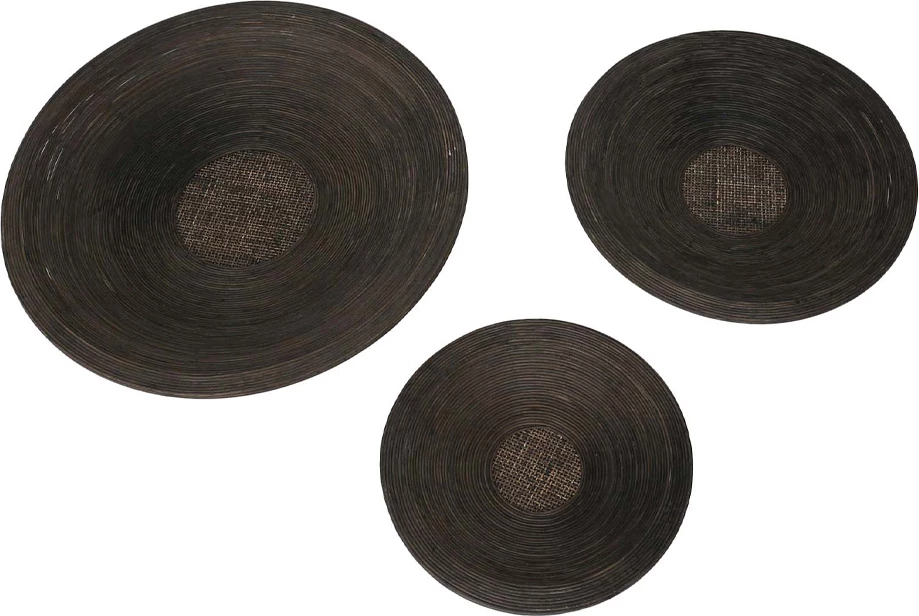 Set dekorativ muri Pompei, 3 copë, dru-bambu, kafe, 60x60x9cm