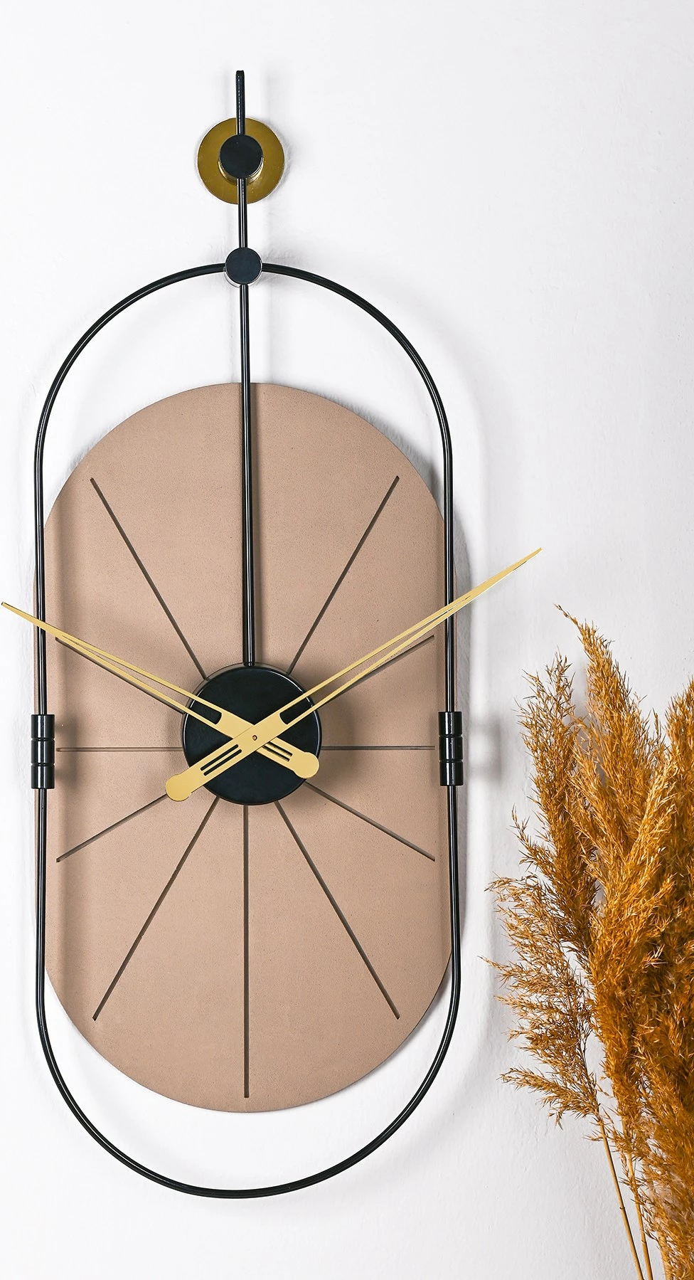 Orë muri dekorative Wallity, metal dhe MDF, ngjyrë kafe e zezë, 77x29cm