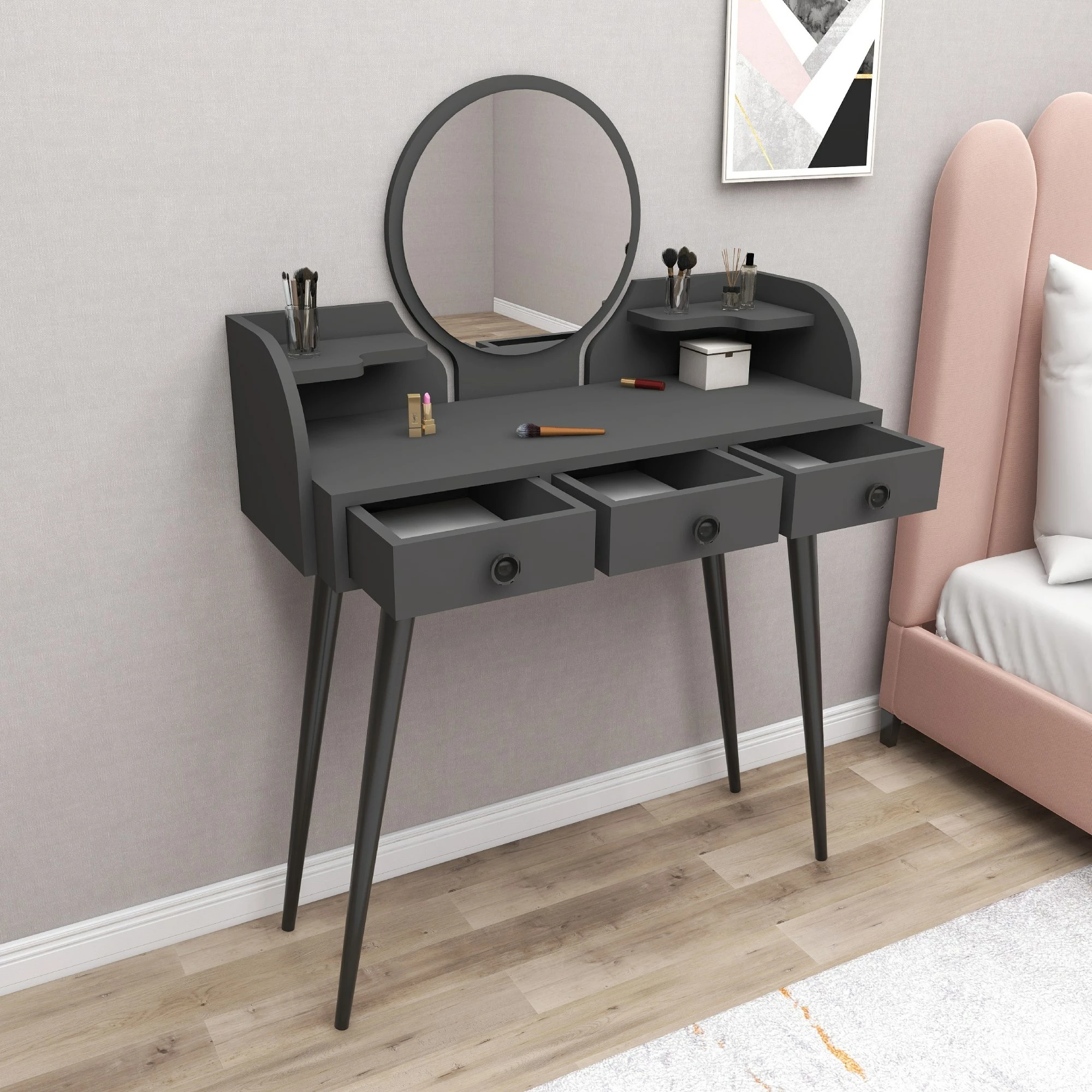 Tavolinë grimimi Hanah Home, Elegans, antracit