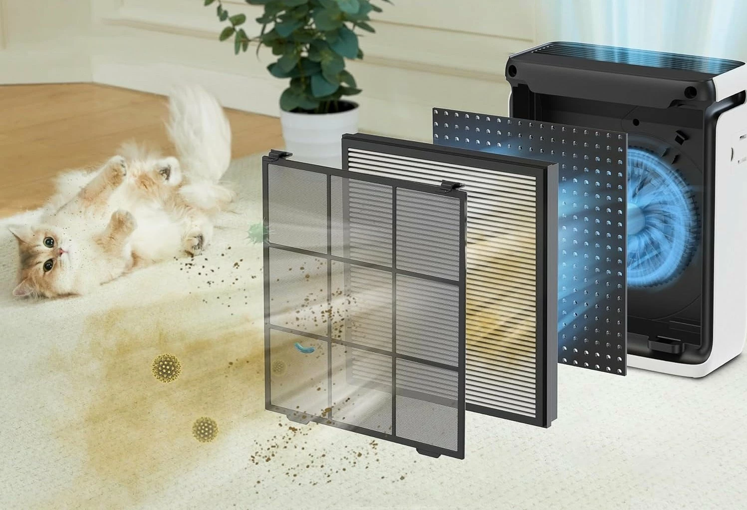Pastrues ajri Levoit Vital 100S, HEPA H13 + karbon + pre-filter, 243 m³/h, deri 52 m², Wi‑Fi/app, i bardhë
