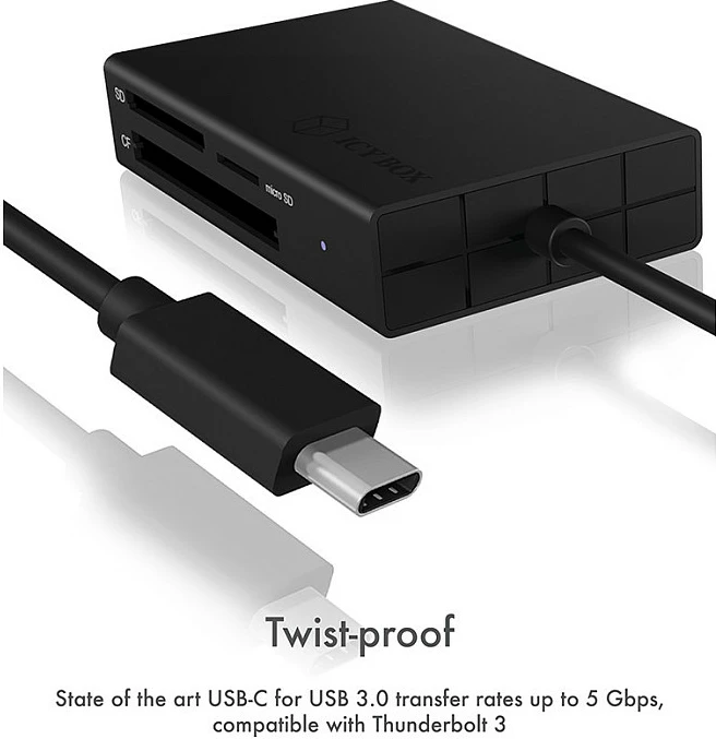 Adapter lexues kartelash ICY BOX, USB-C, SD/microSD/CF, USB 3.2 Gen 1, i zi