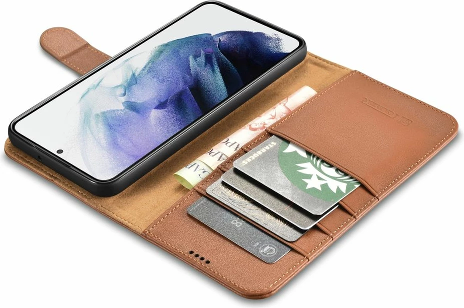 Mbështjellës iCarer Haitang Leather Wallet Case për Samsung Galaxy S22+, kafe