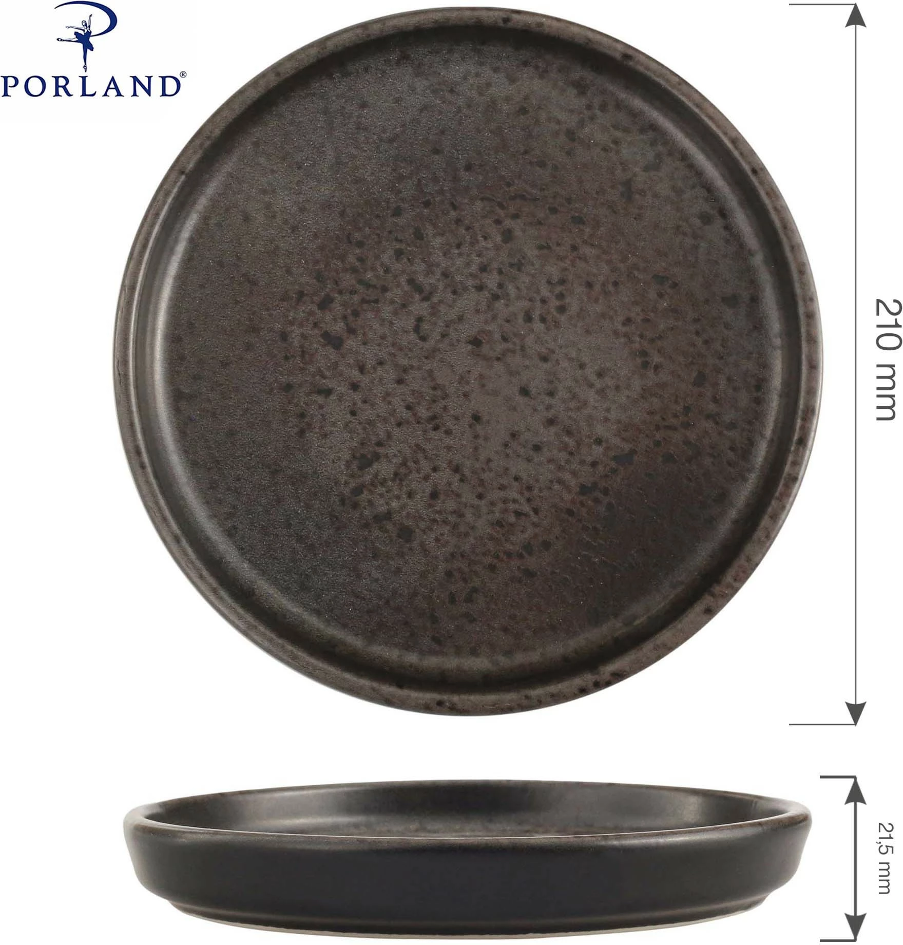 Set pjatash Porland Ironstone Signature ø210 mm, e zezë, 6 copë