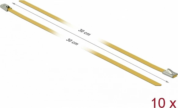 Lidhëse kabllosh DeLOCK 300 x 4.6 mm, çelik, 10 copë, e verdhë
