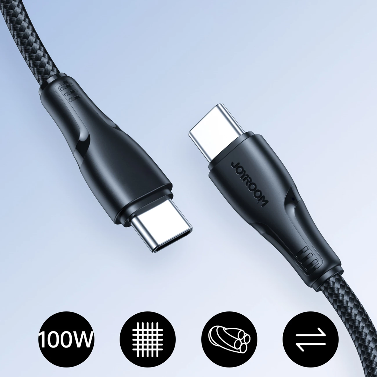 Kabllo USB-C në USB-C, Joyroom, S-A11 Surpass, 60W PD, 0.25 m, USB 2.0 480 Mbps, e zezë