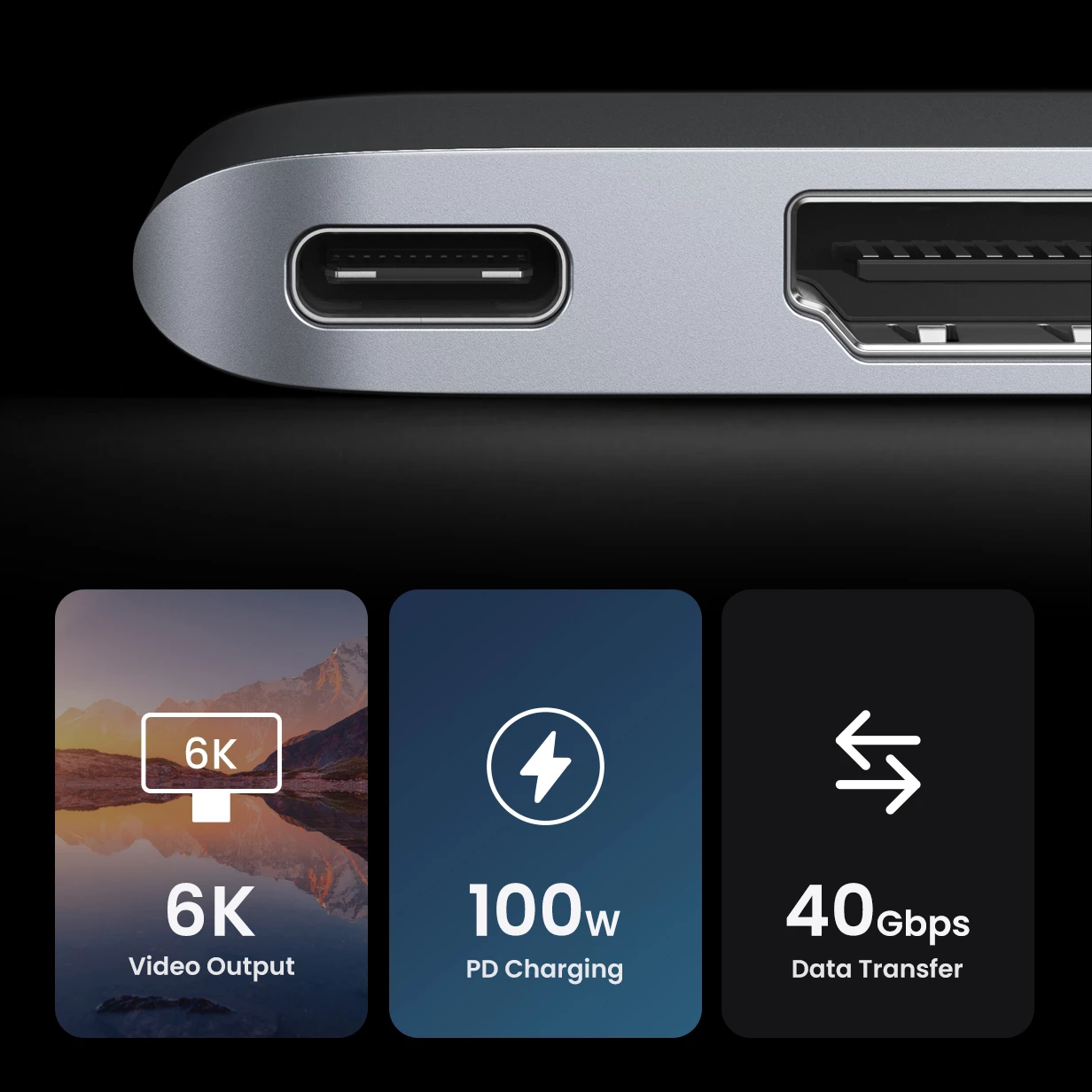 HUB Ugreen CM380, 2xUSB C, HDMI, 2xUSB 3.0, SD/TF, USB C PD, Gri