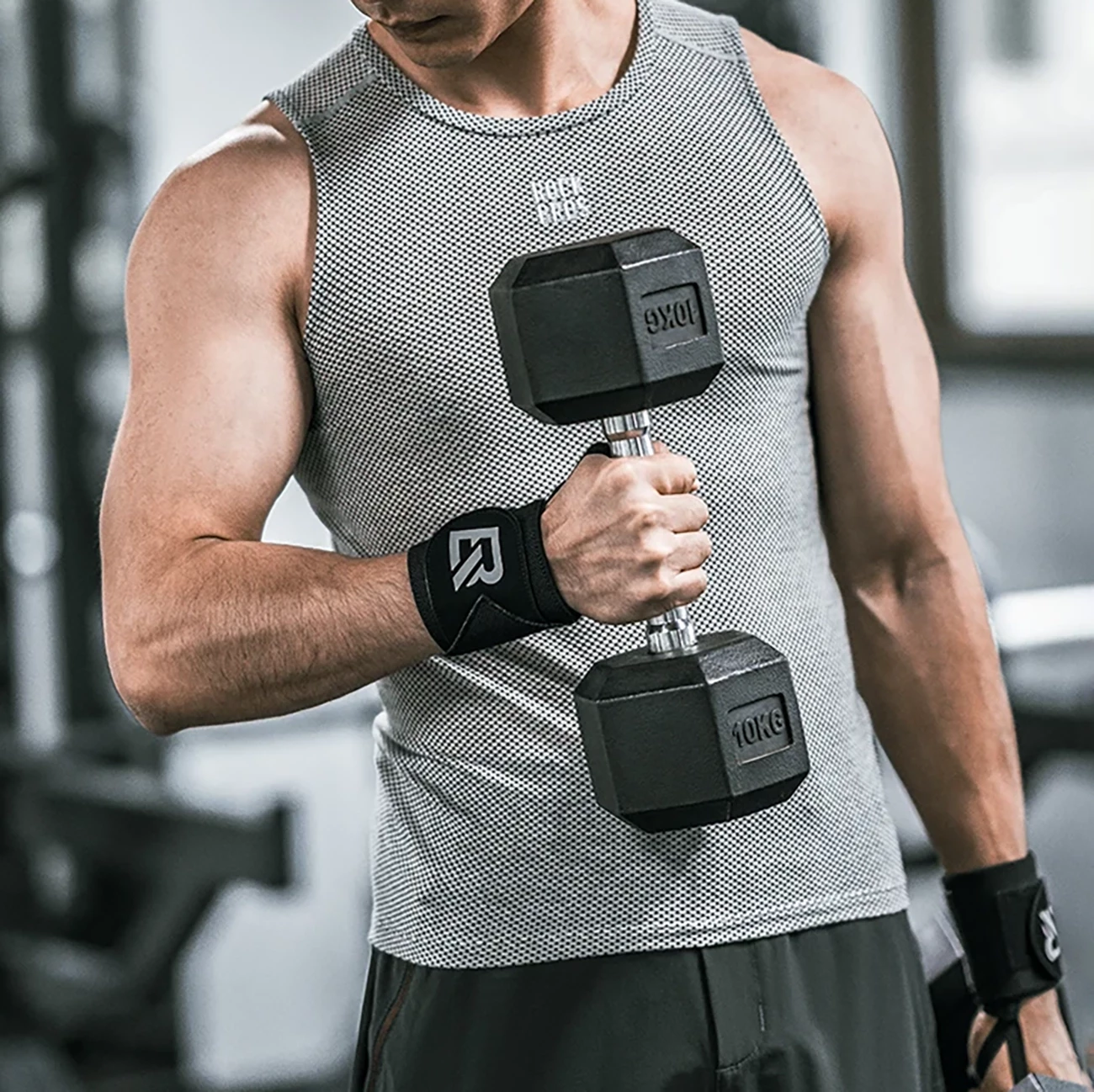 Bandazh kyçi sportiv, Rockbros, 0431001, gjerësi 8 cm, gjatësi 56 cm, set 2 copë, e zezë