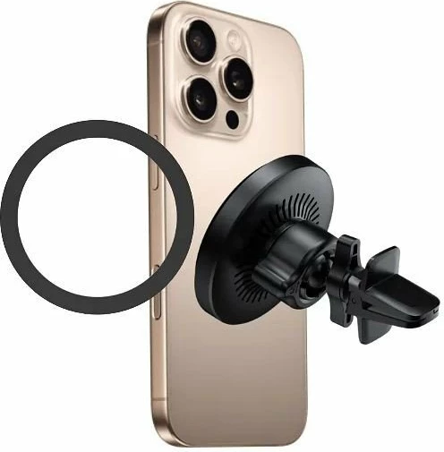 Mbajtës telefoni Quik QM-910 magnetik me karikim wireless 15W, USB-C, montim në grilë ventilimi, i zi, set