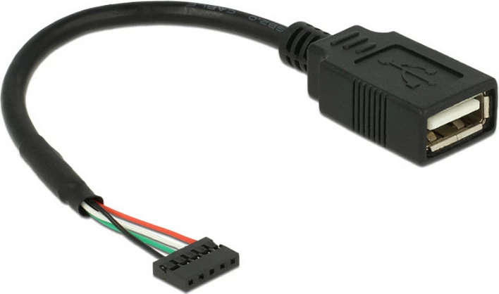 Kabl USB 2.0 DeLOCK, 5-Pin Header > USB-A femër, 15 cm, i zi
