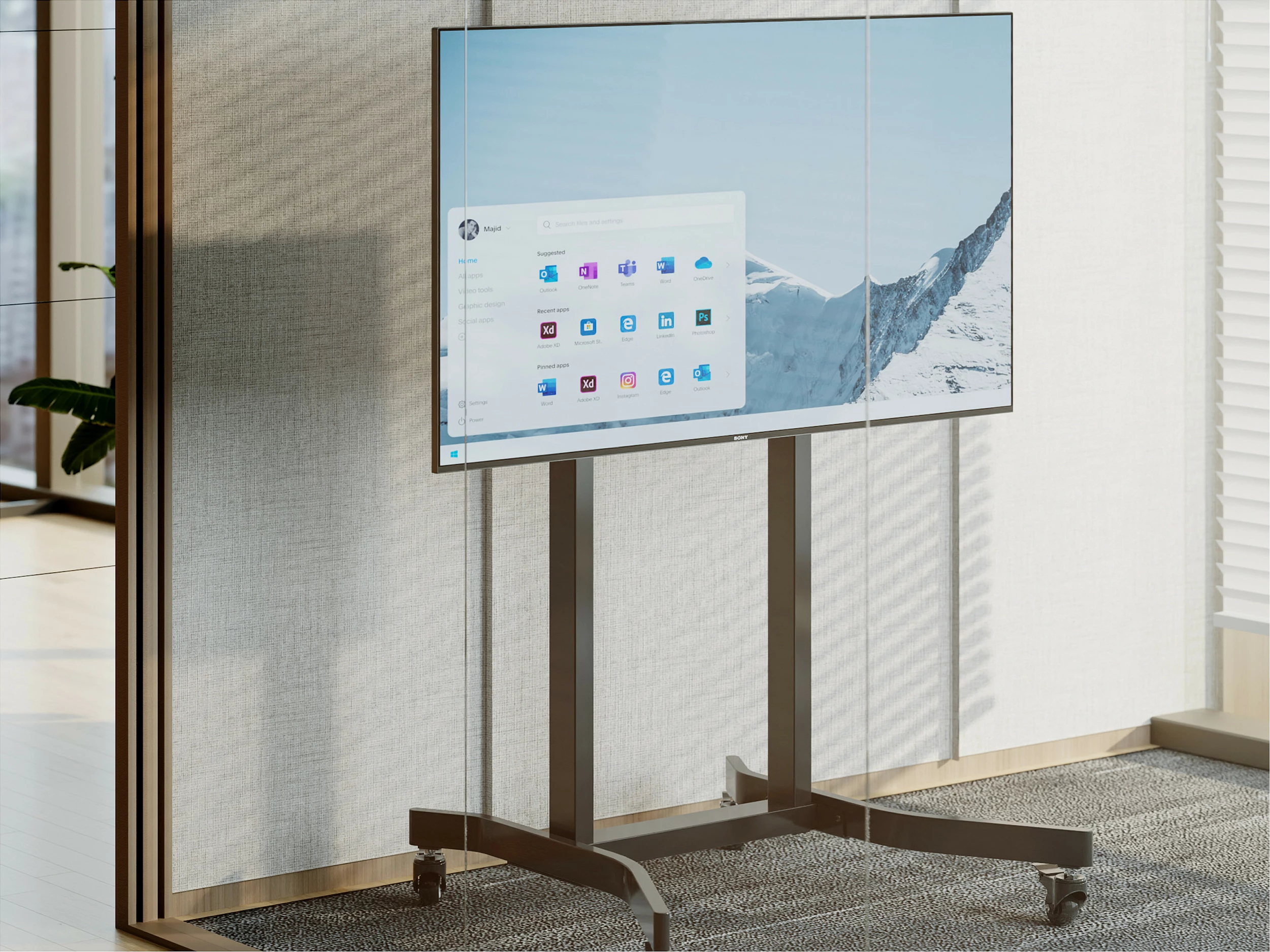 Mbajtëse dyshemeje për TV/Monitor EQUIP 650632, 55"-100", VESA 800x600, me rrota, 120 kg, e zezë