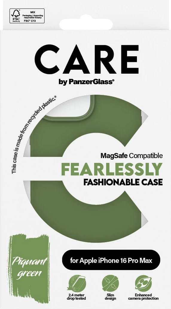 Mbështjellës PanzerGlass CARE Case MagSAFE për iPhone 16 Pro Max, e gjelbër