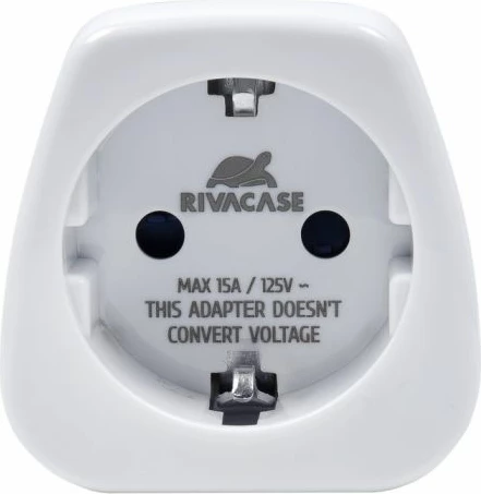 Adapter udhëtimi RivaCase PS4301 EU në US, 100-250V, 15A, i bardhë