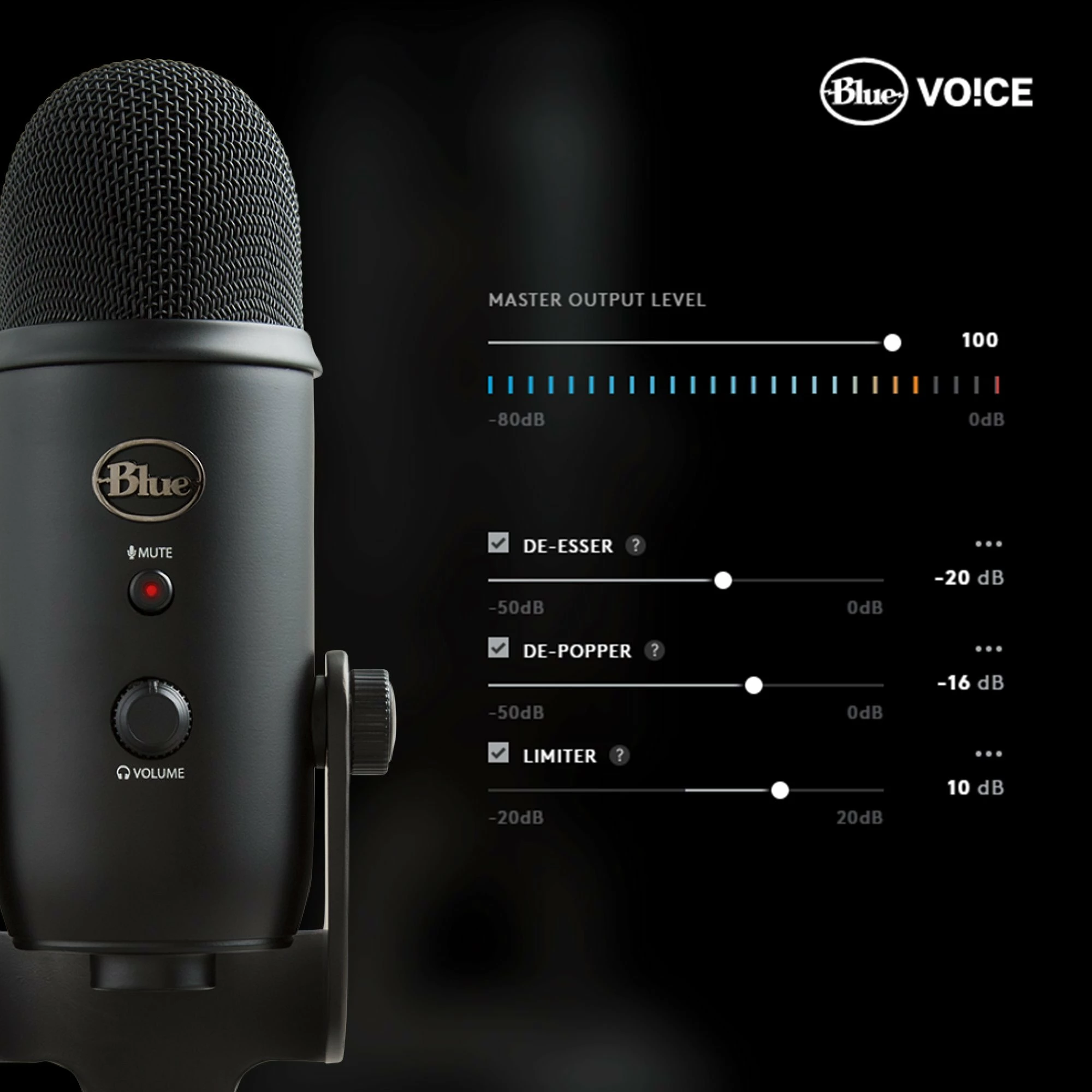 Microfon kondensator Blue Yeti USB Blackout 988-000229, kardioid, 20Hz-20kHz, me stand, i zi 7