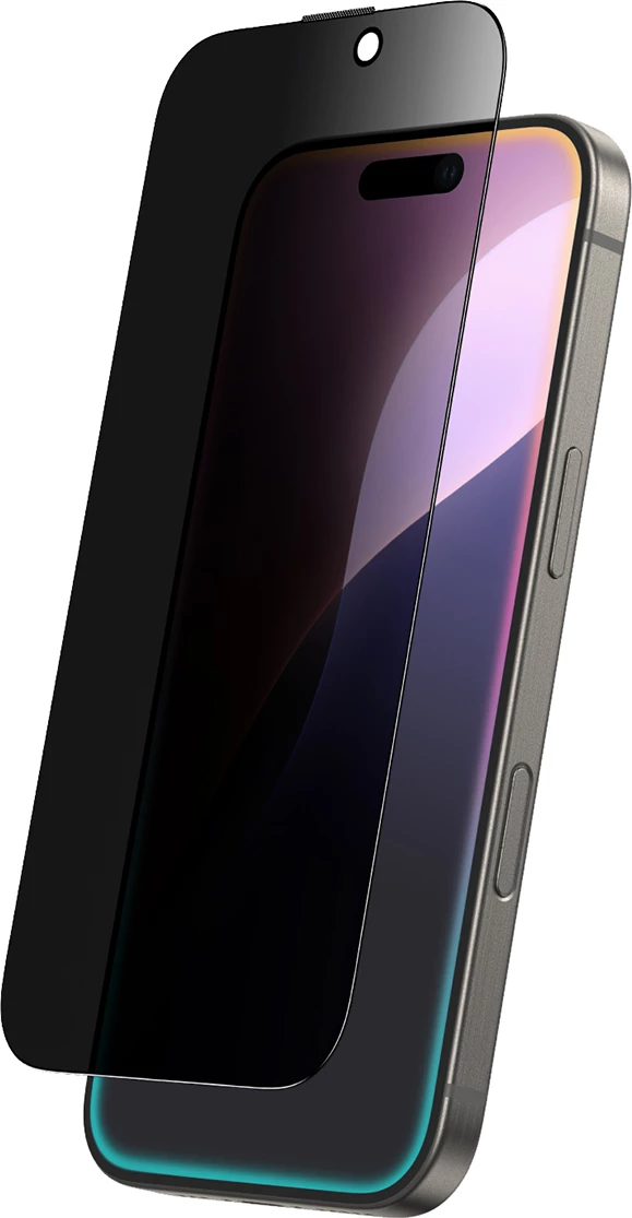 qelq i temperuar privatësie, AmazingThing, Titan Privacy Glass për iPhone 16, 330µm, 9H, kënd shikimi ±28°, i errësuar