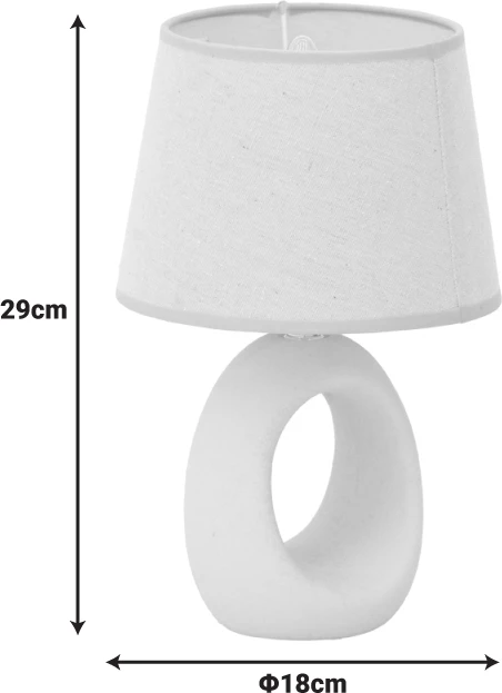 Llambë tavoline Collie, qeramikë gri antike, abazhur bezhë, E14, 18x29cm