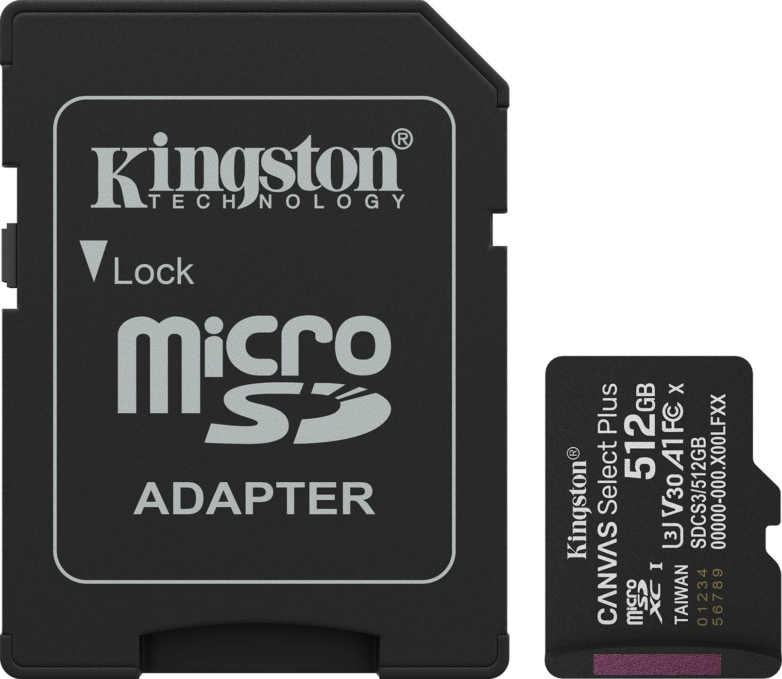 Kartelë microSDXC Kingston Canvas Select Plus Gen3 512GB me adapter, e zezë