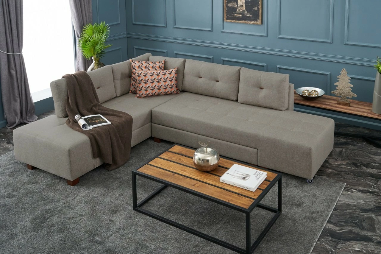 Kënd divan-krevat Atelier del Sofa, kënd majtas, ngjyrë krem