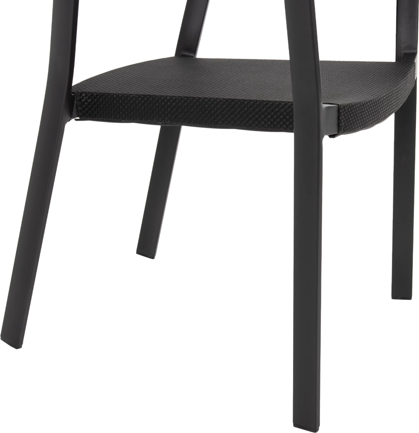 Karrige alumini FH5891.05, kornizë e zezë dhe tekstil, shpinë ratan bezhë, 57.5x59x81.5 cm