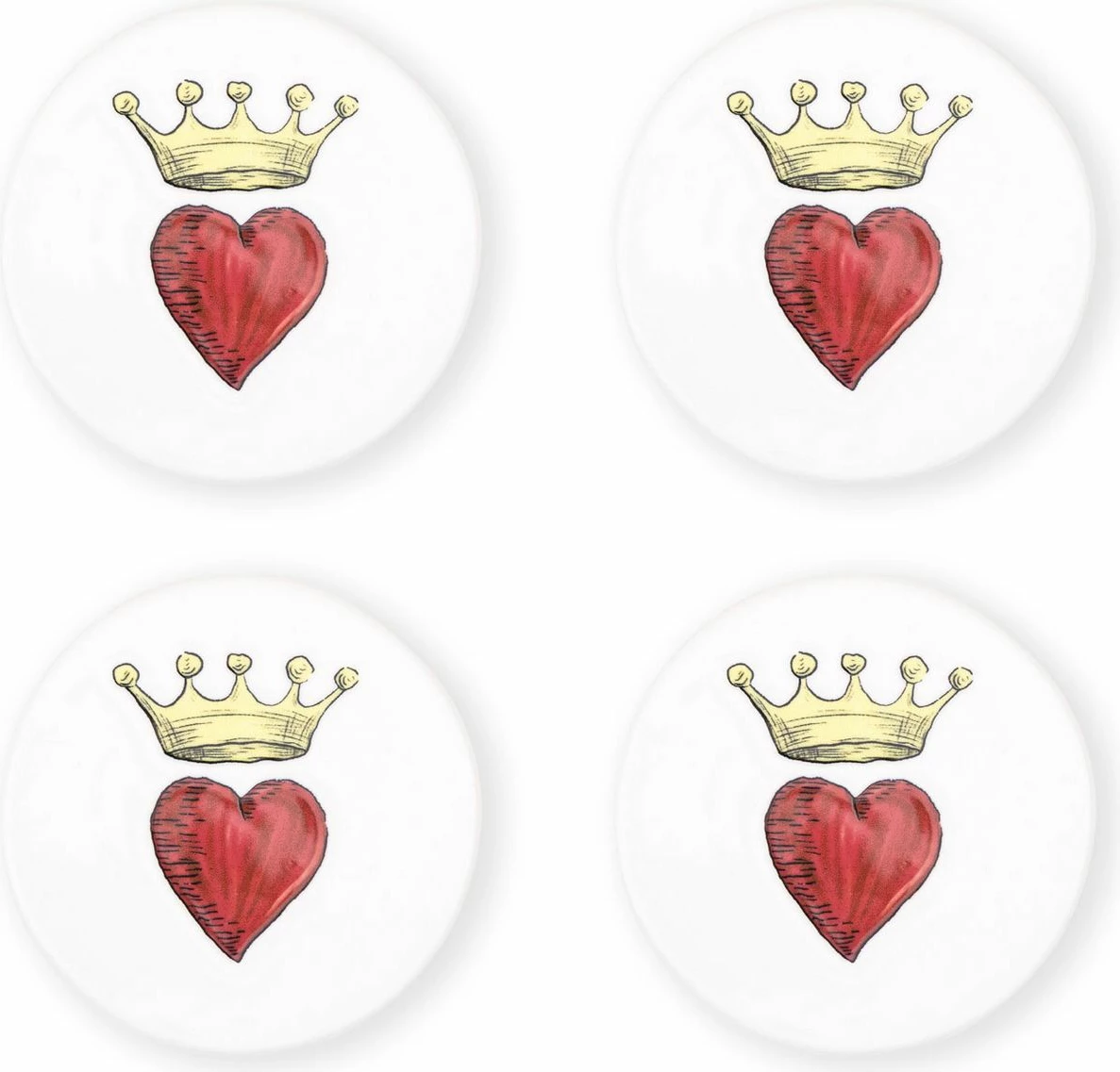 Set 4 copë nënshtrues gotash, Hermia Concept, LUV0023, ngjyrë bardhë, e kuqe, e verdhë