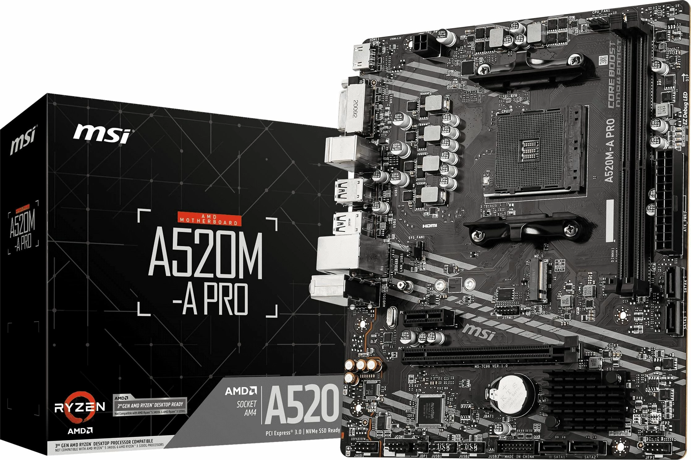 Pllakë amë MSI A520M-A PRO, 2x DDR4 deri 64GB, HDMI/DVI-D, 4x SATA 3