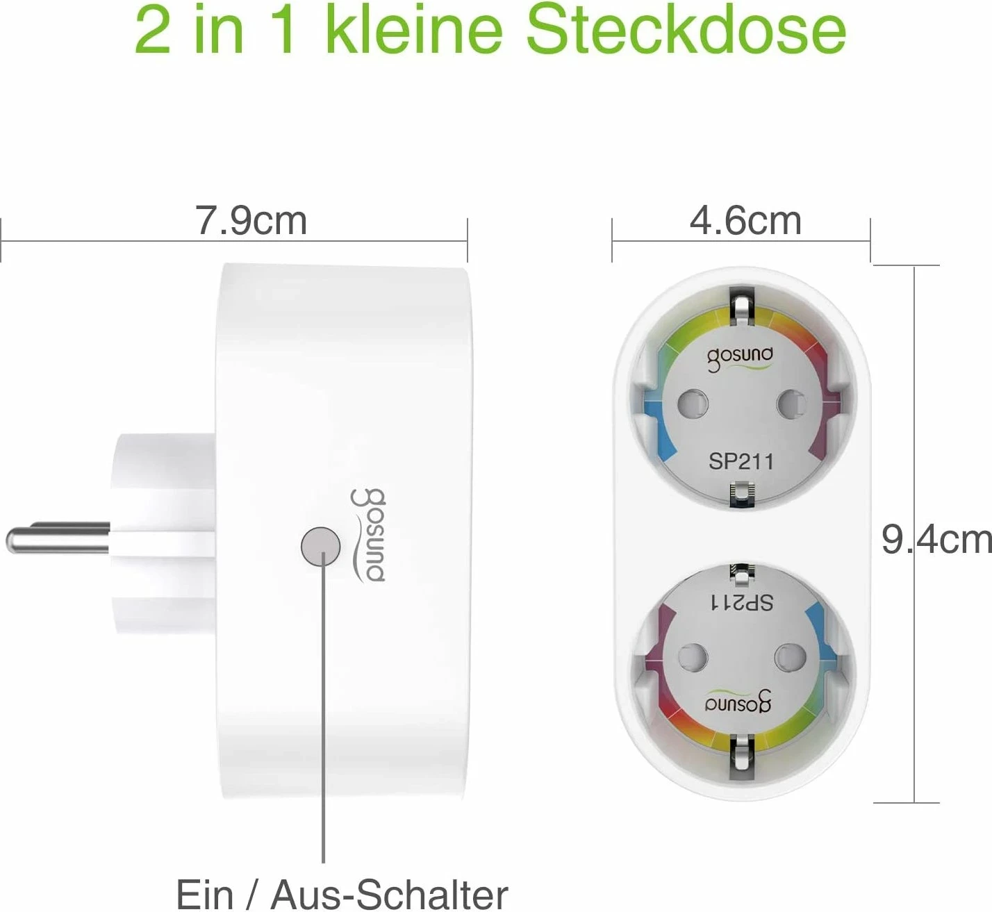 Socket Gosund SP211, 2 copë, 3500W, Tuya, e bardhë