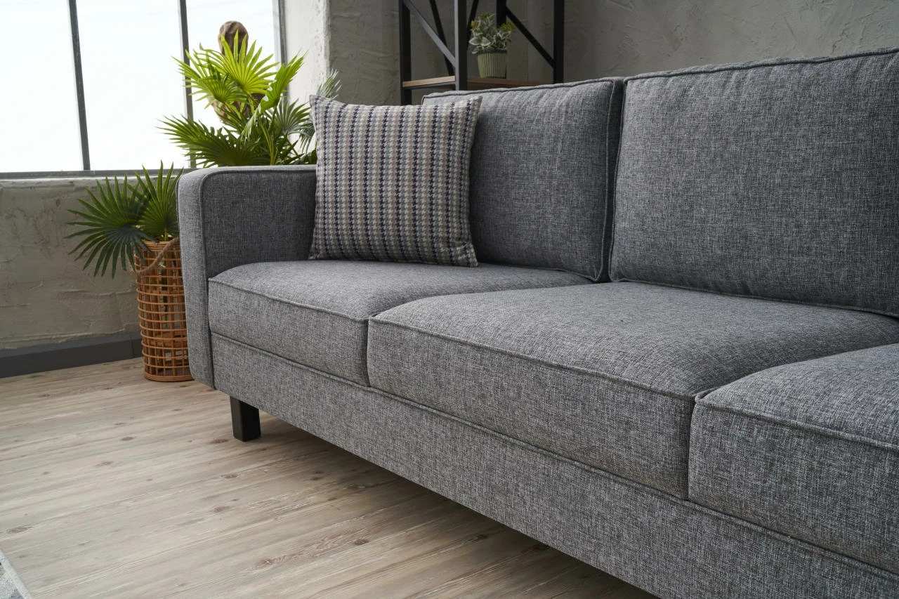 Divan treshe Atelier del Sofa, Kale Linen, ngjyrë gri
