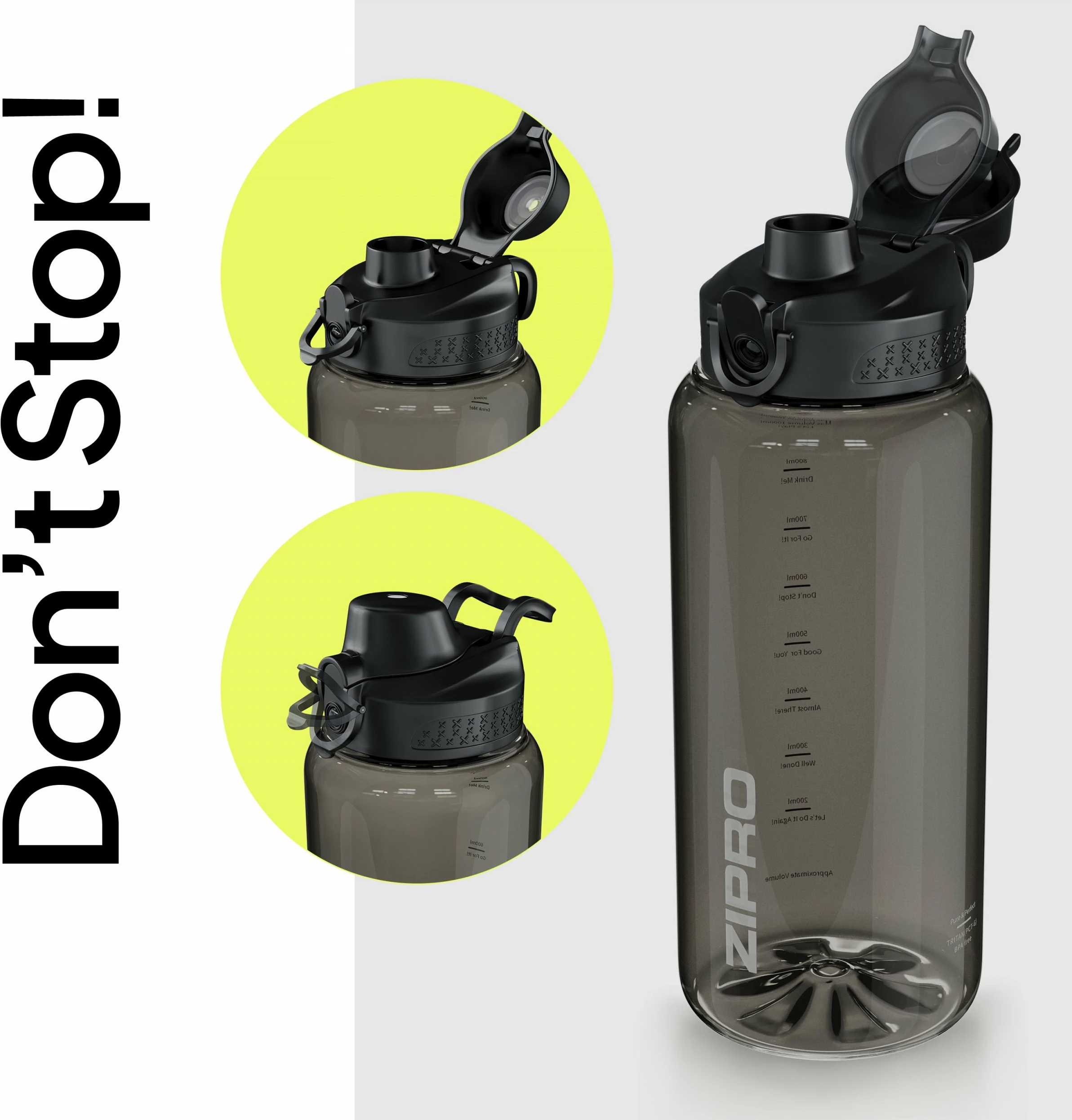 Shishe uji Zipro Tritan 1000 ml, me sitë/infuzor, BPA Free, e zezë